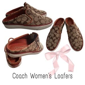 Coach Women's Tan and Brown Slip-On Loafers